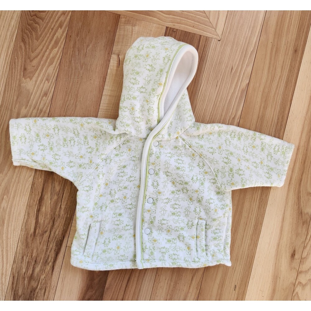 **3/$15 - Baby Beginnings Neutral Print Hooded Fleece Coat/Jacket - 3-6 months